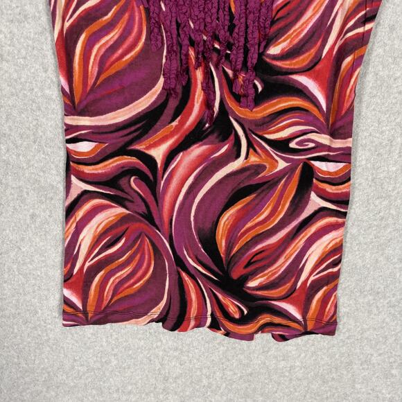 Bisou Bisou Tank Top‎ Medium Swirl Fringe Ruffle Tuxedo Boho Feminine Disco 70s - Picture 4 of 10